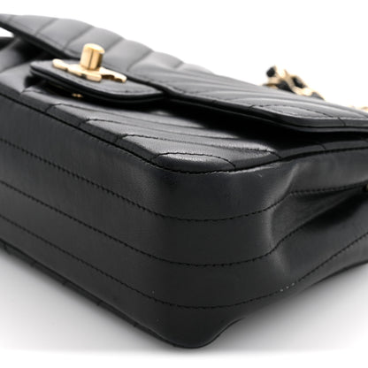 Chanel Lambskin Chevron Quilted Mini Rectangular Flap Black 12 of 13