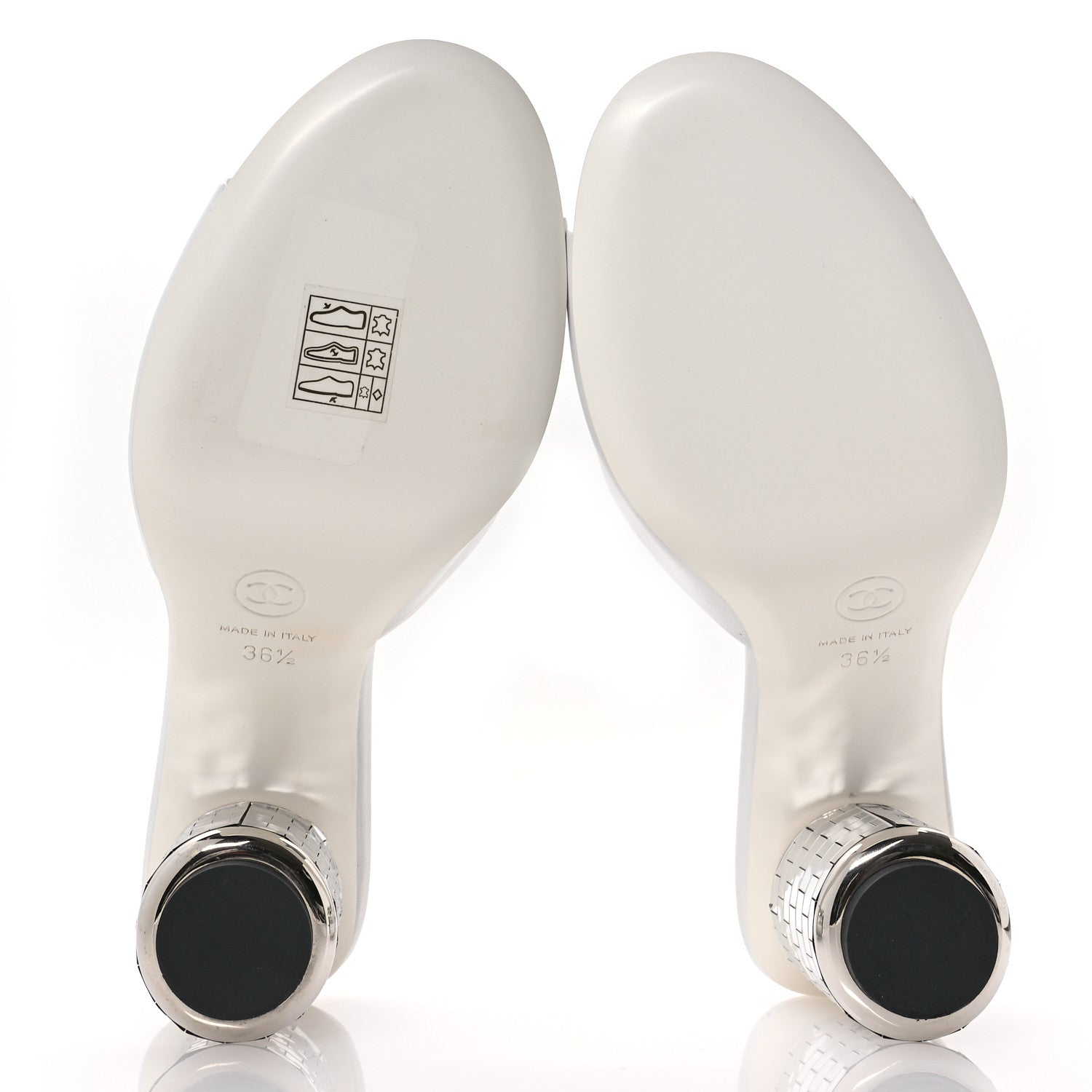 Chanel Lambskin Mirror Mules 36.5 White 6 of 9