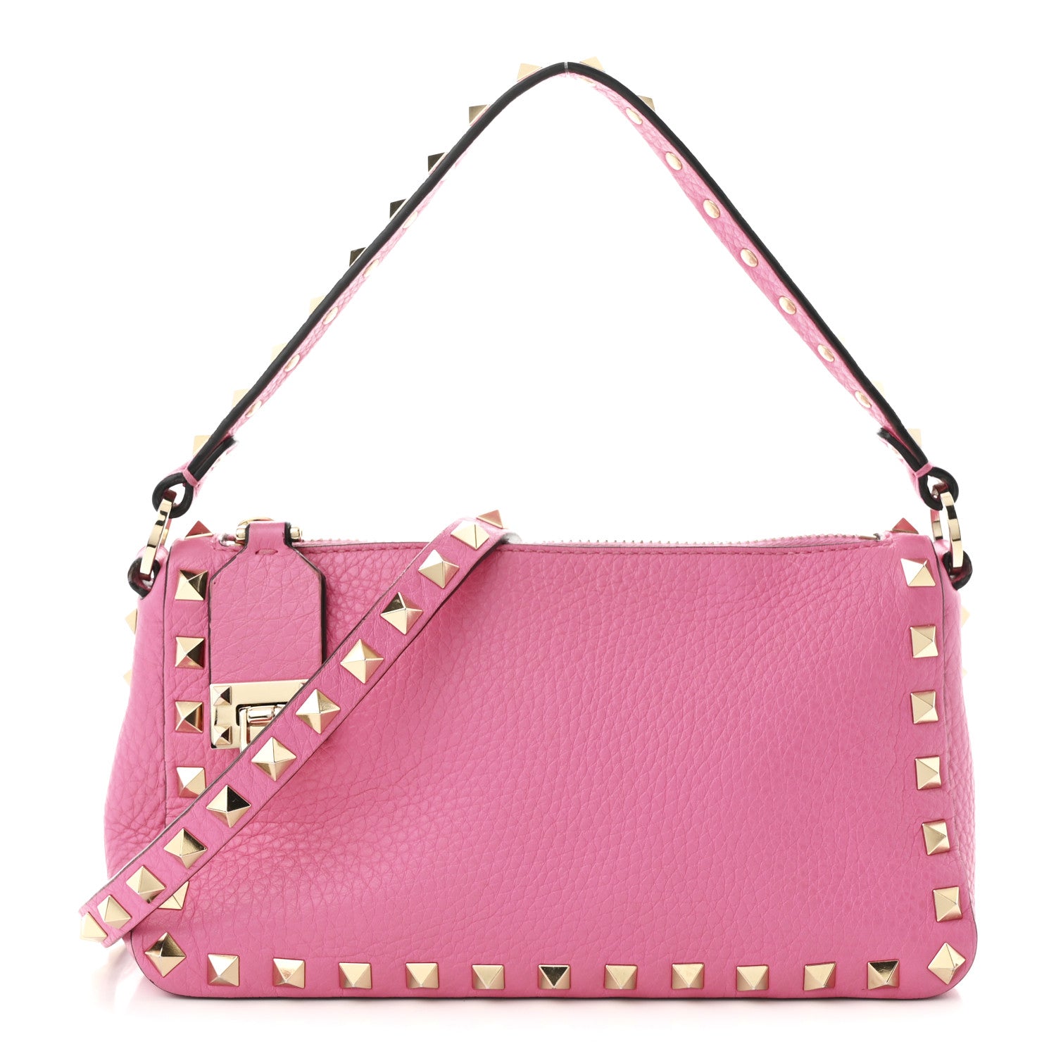 Valentino Garavani Pebbled Calfskin Small Rockstud Flip Lock Shoulder Bag Dawn Pink 1 of 9