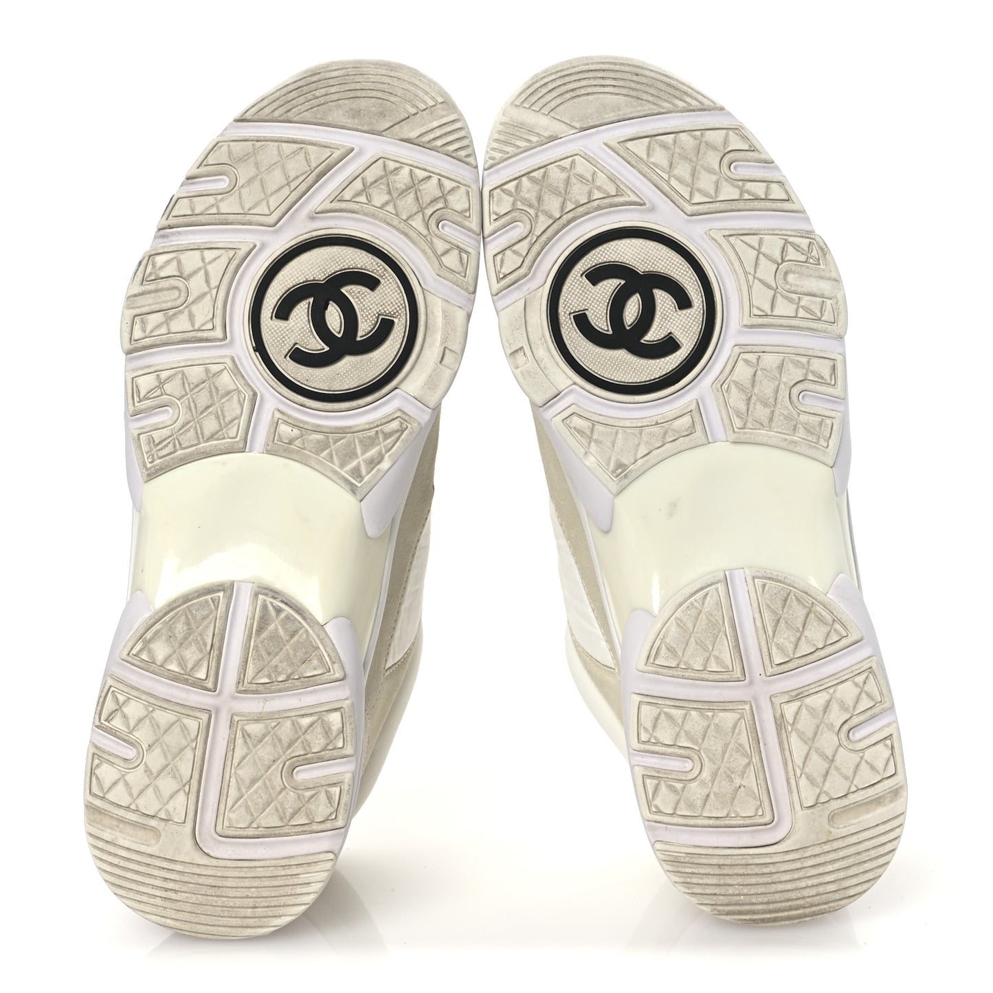Suede Calfskin Fabric CC Sneakers 39.5 White