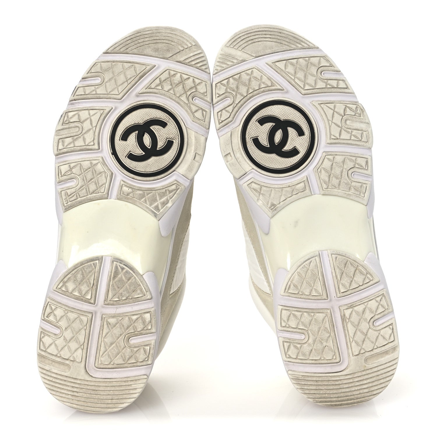 Chanel Suede Calfskin Fabric CC Sneakers 39.5 White 7 of 13