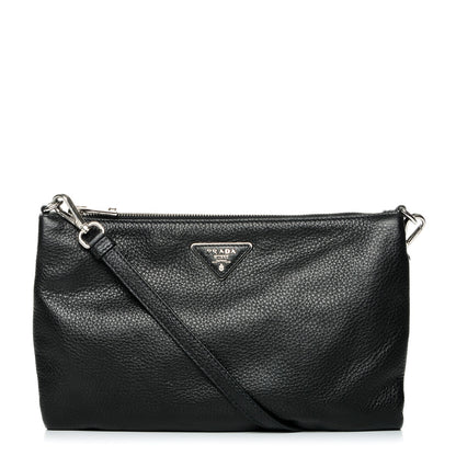 Prada Vitello Daino Zippered Crossbody Bag Black 1 of 6