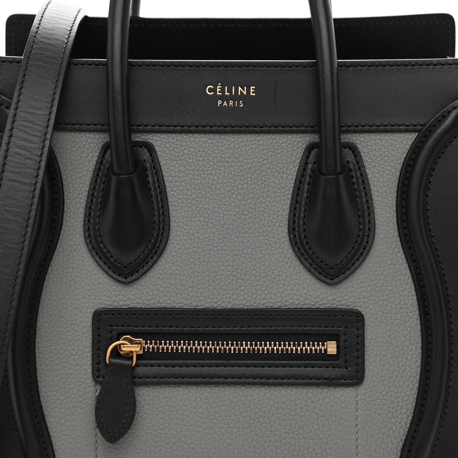 Celine Calfskin Nano Tri-Color Luggage Zinc Almond 9 of 11