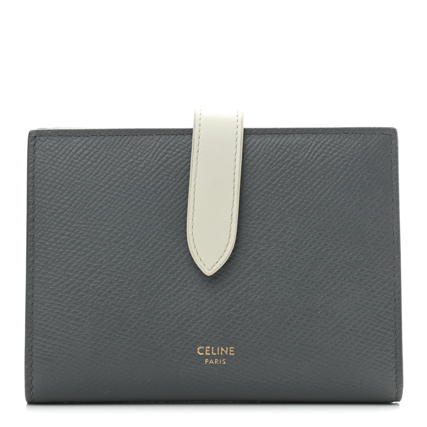 Grained Calfskin Medium Multifunction Strap Wallet Grey