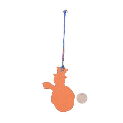 Hermes Epsom Togo Snowman Ornament Charm Bleu Saphir Orange 2 of 3