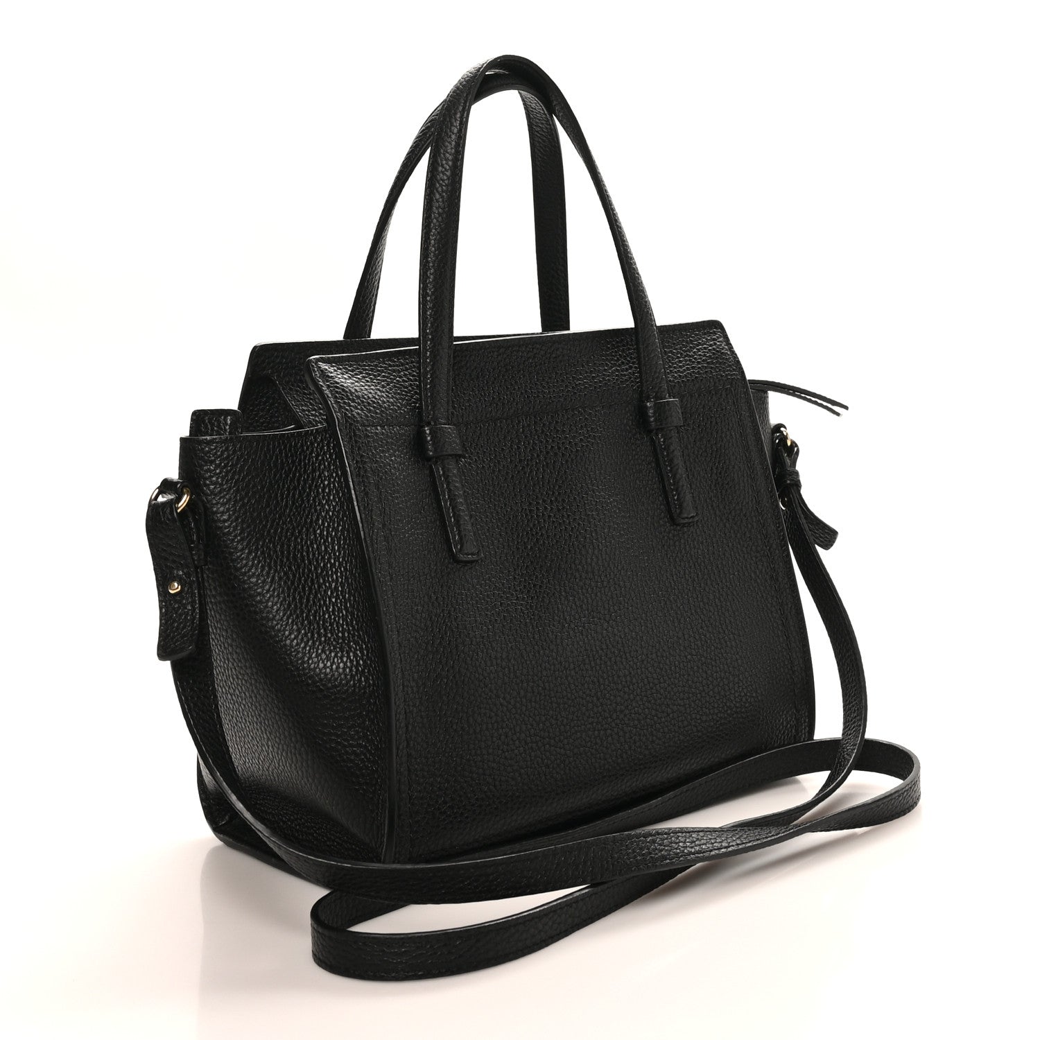 Salvatore Ferragamo Hammered Calfskin Double Handle Small Amy Tote Black 3 of 9