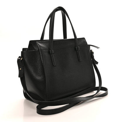 Salvatore Ferragamo Hammered Calfskin Double Handle Small Amy Tote Black 3 of 9