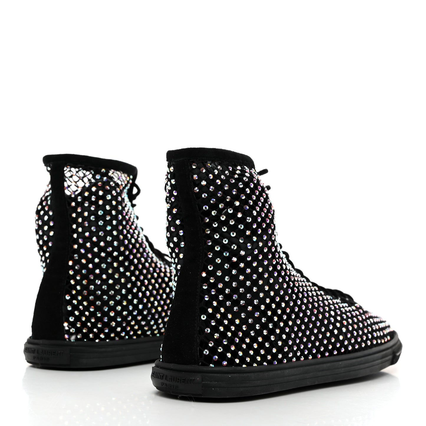 Mesh Crystal Mid Top Sneakers 37 Black