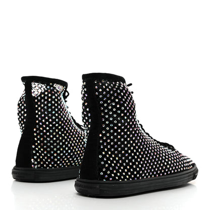 Saint Laurent Mesh Crystal Mid Top Sneakers 37 Black 4 of 9
