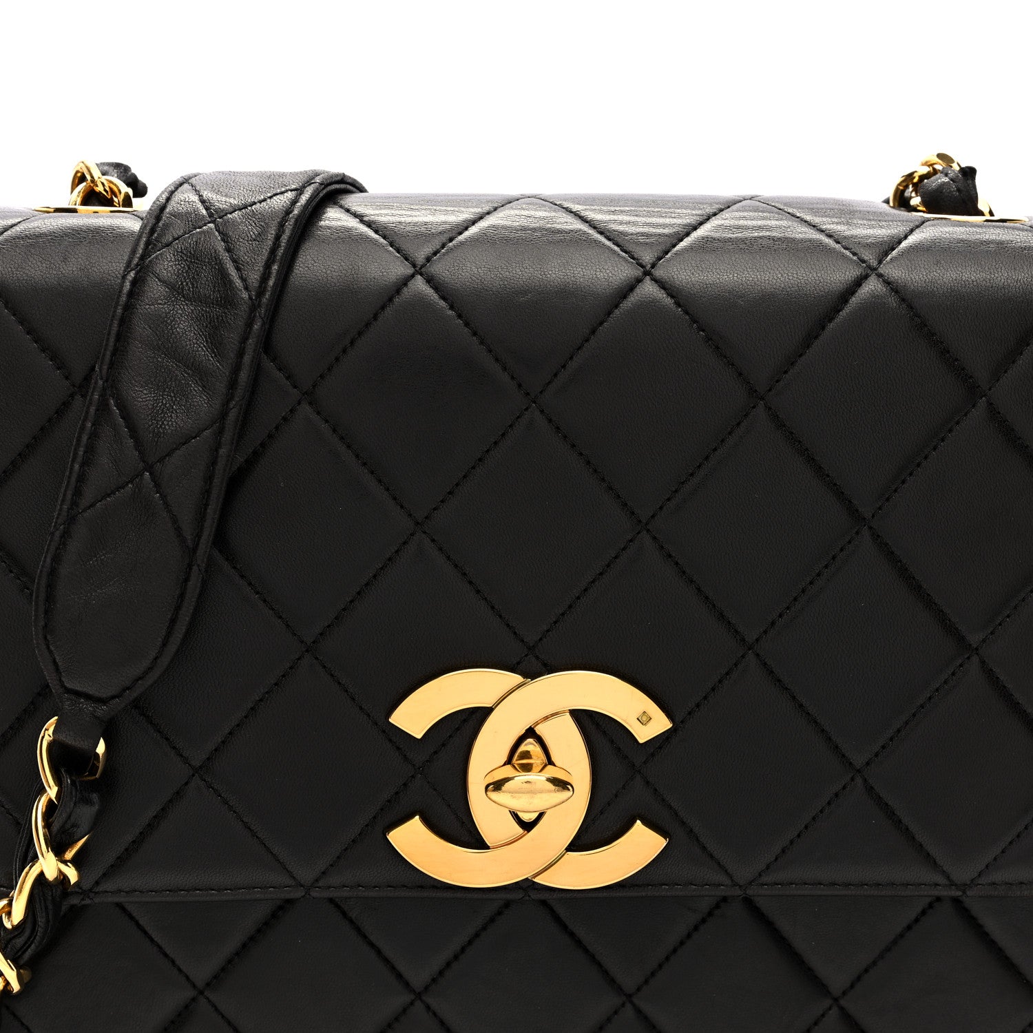 Chanel Lambskin Quilted Single Flap Shoulder Bag Black 8 of 10