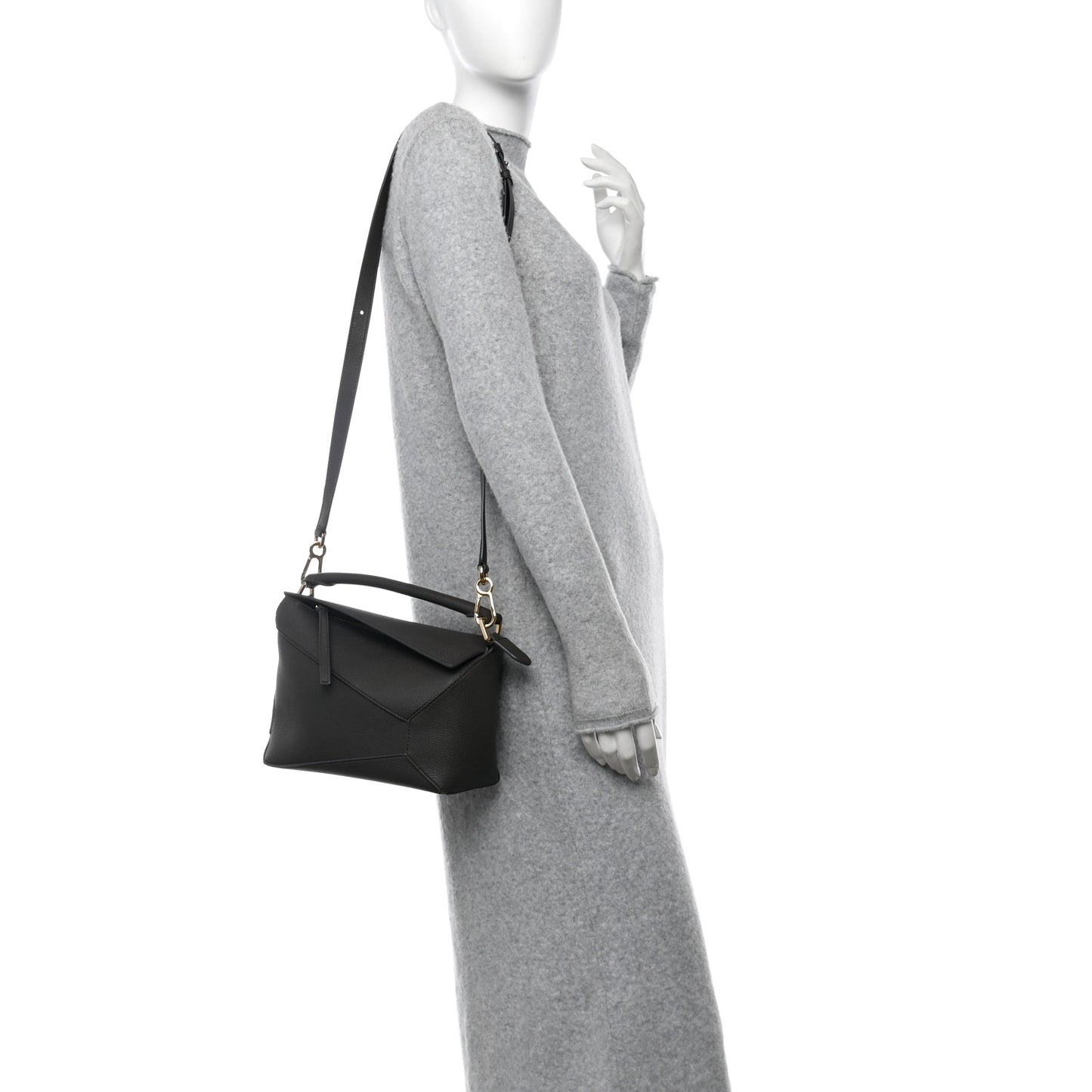 Soft Grained Calfskin Small Puzzle Edge Bag Dark Grey