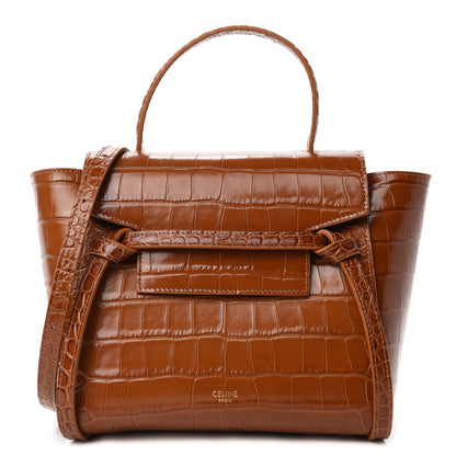 Celine Calfskin Crocodile Embossed Nano Belt Bag Camel 1 of 10