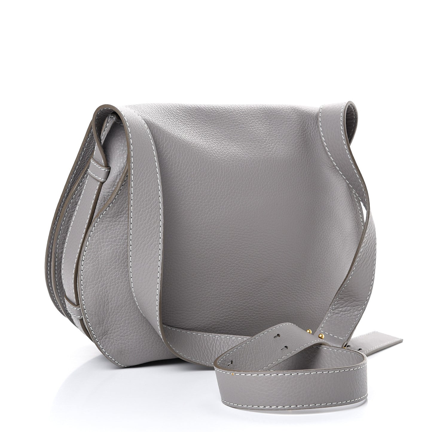 Calfskin Medium Marcie Round Crossbody Bag Cashmere Grey