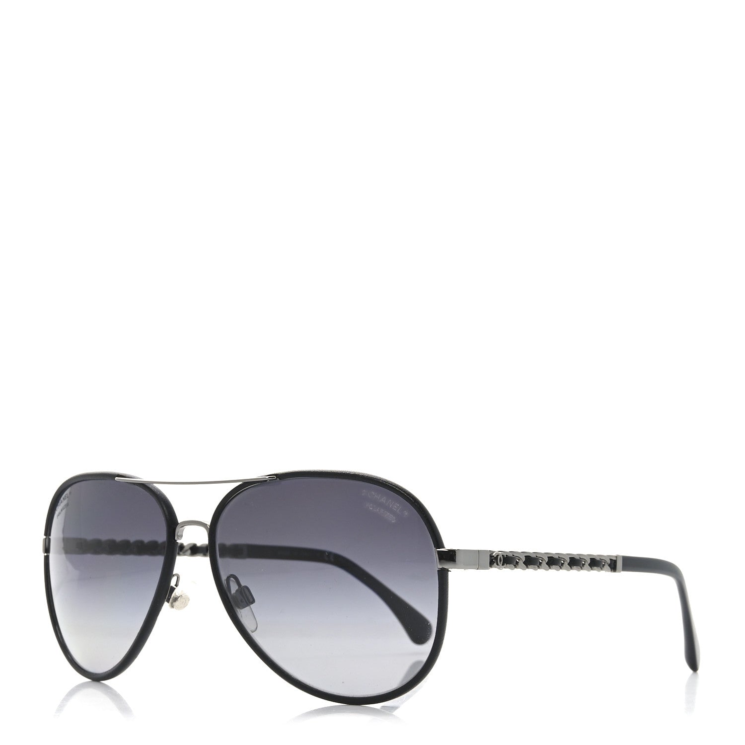 Chanel Metal Polarized Pilot Winter Sunglasses 4219-Q Black 1 of 7