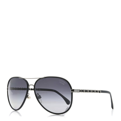Chanel Metal Polarized Pilot Winter Sunglasses 4219-Q Black 1 of 7
