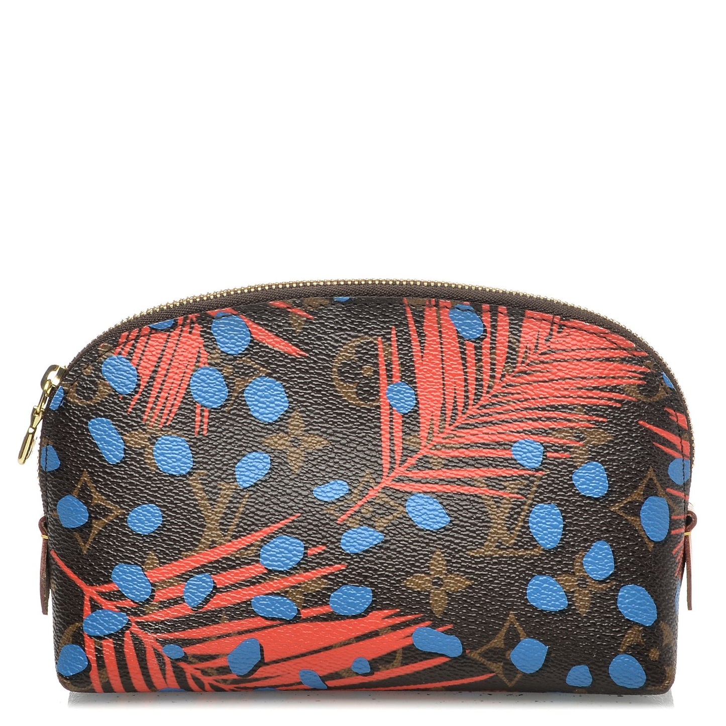 Monogram Jungle Dots Cosmetic Pouch Coquelicot Denim
