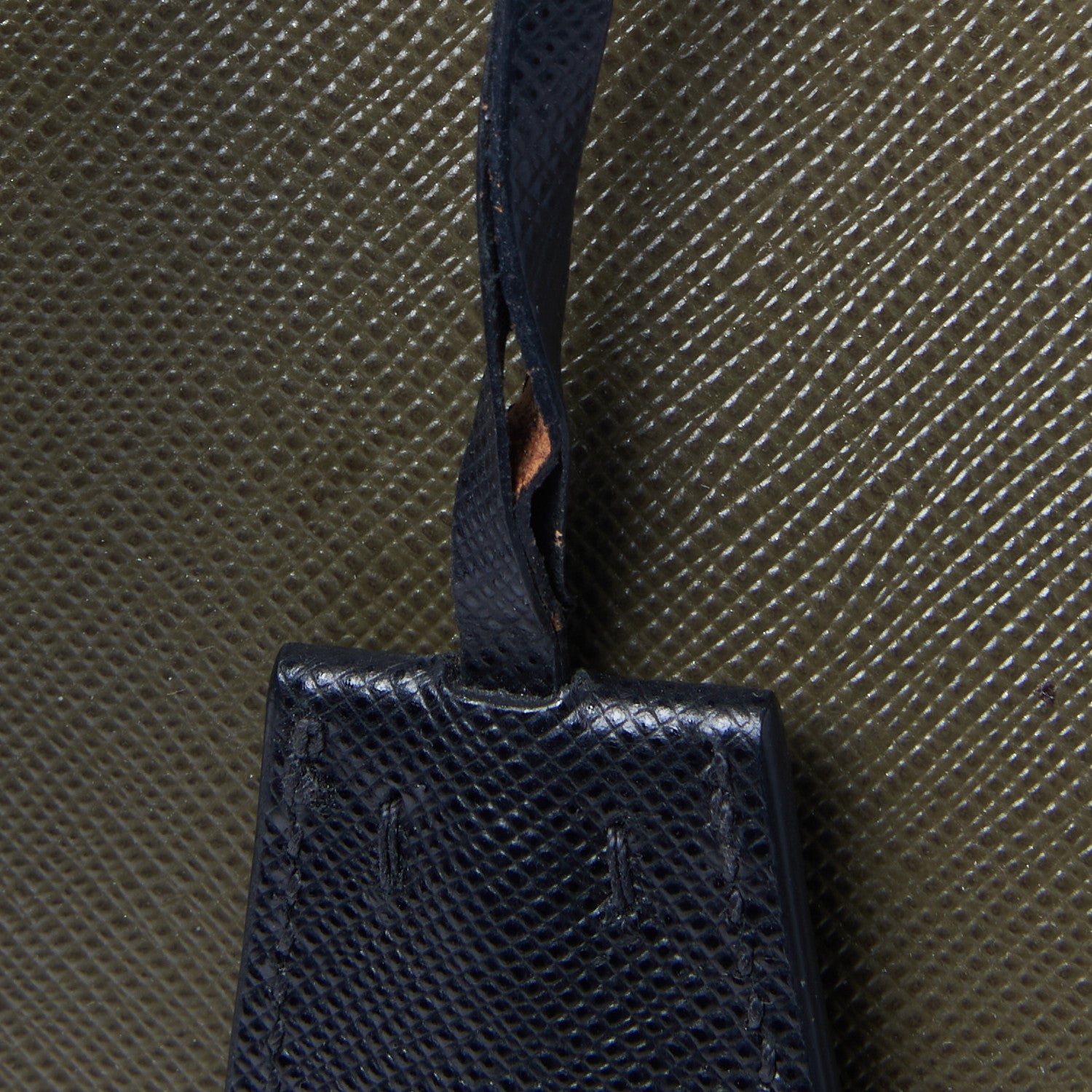 Prada Saffiano Lux Bi-Color Medium Tote Militare Black 8 of 9