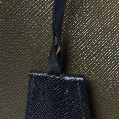 Prada Saffiano Lux Bi-Color Medium Tote Militare Black 8 of 9