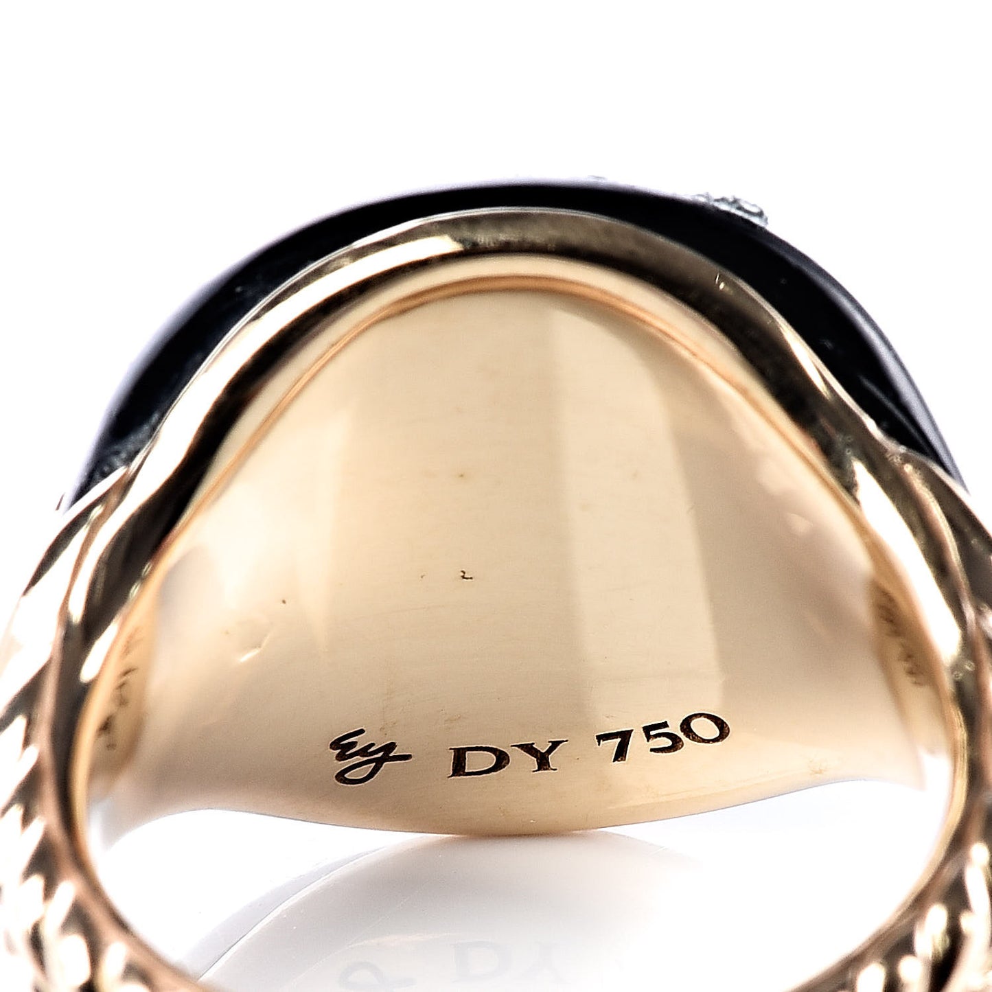 18K Yellow Gold Black Enamel Pinky Ring 47 4