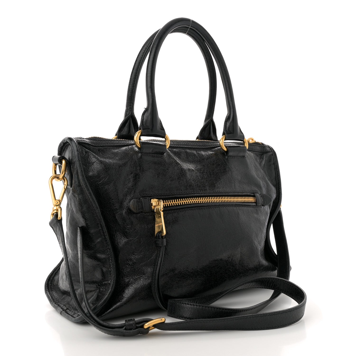 Miu Miu Vitello Shine Zip Tote Black 3 of 11
