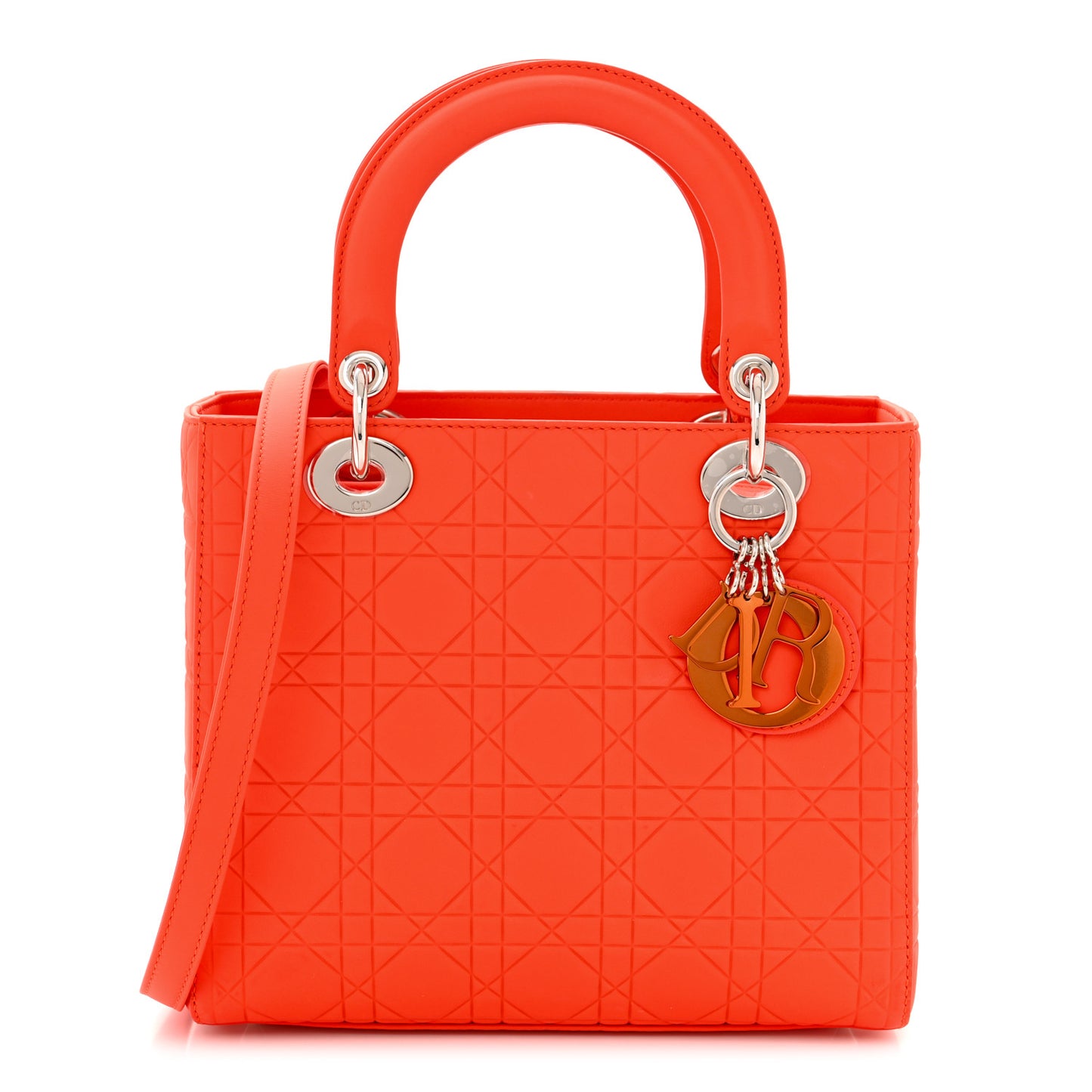 Ultra Matte Calfskin Cannage Medium Lady Dior Orange