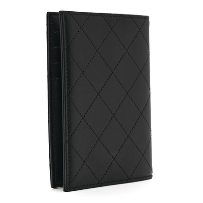 Chanel Grained Calfskin Quilted Passport Holder Wallet So Black 3 of 10
