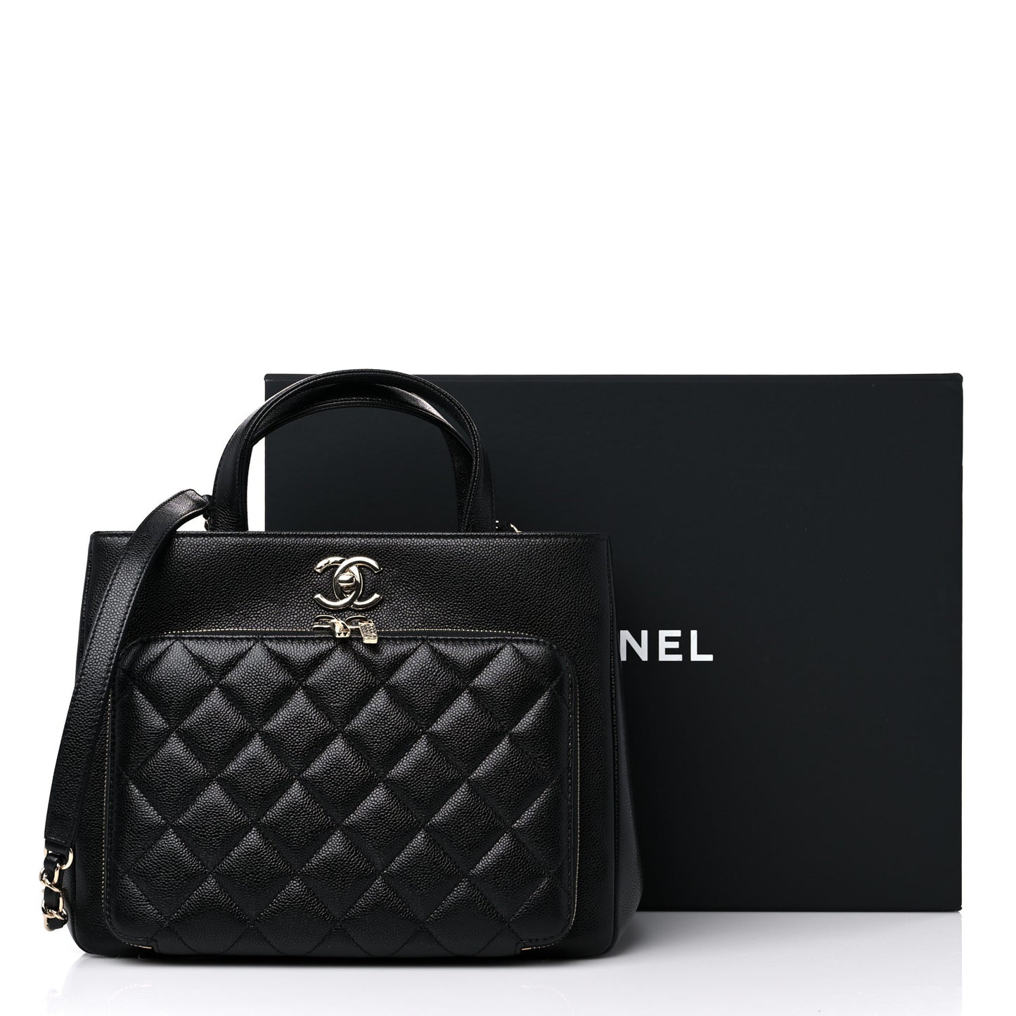 Caviar Quilted Small Business Affinity Shopping Bag Black