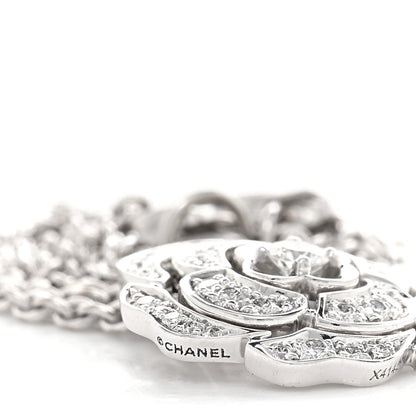 Chanel 18K White Gold Diamond Bouton de Camelia Pendant Necklace 5 of 5