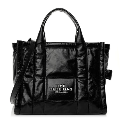 Marc Jacobs Shiny Crinkled Calfskin The Tote Bag Black 1 of 10