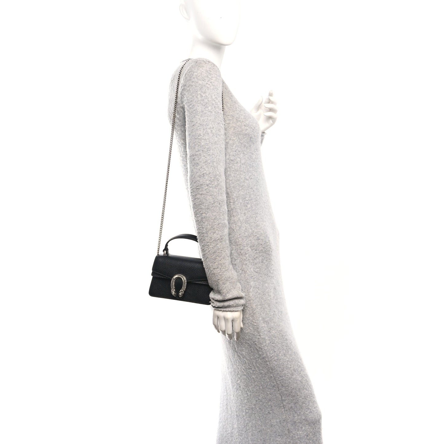 Dollar Calfskin Crystal Mini Dionysus Top Handle Bag Black Crystal