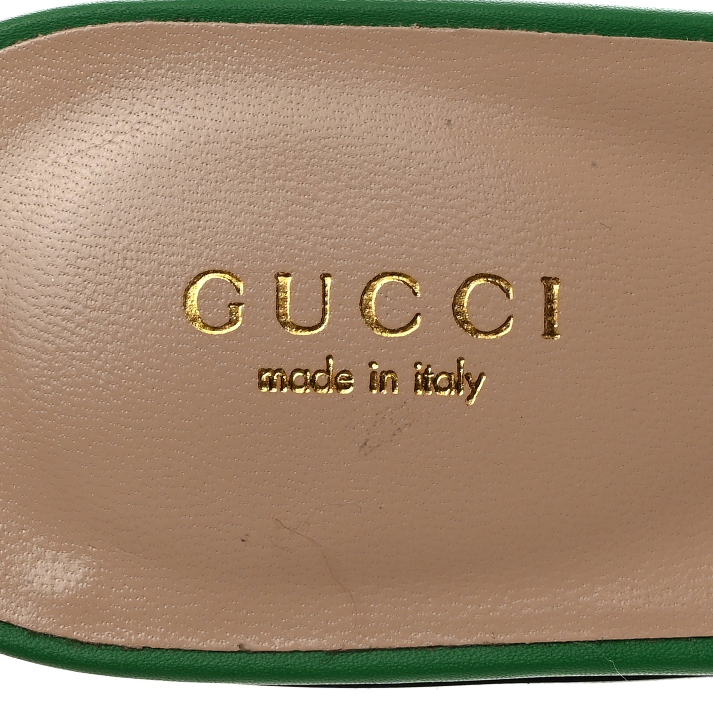 Cosmos Softy Calfskin Interlocking G Cut Out Slide Sandals 36 Green
