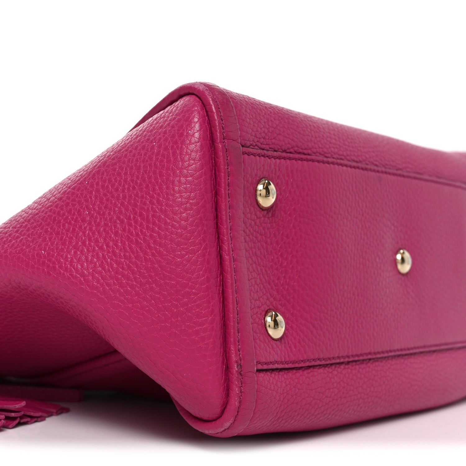 Gucci Pebbled Calfskin Small Soho Top Handle Bag Bright Bougainvillea 9 of 11