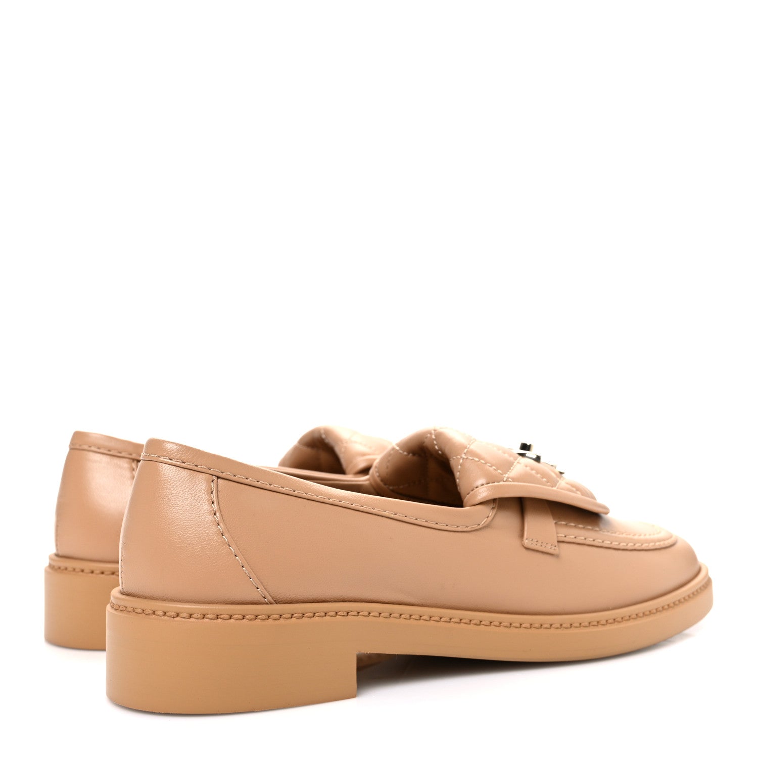 Chanel Lambskin Quilted CC Turnlock Loafers 39.5 Beige 5 of 10