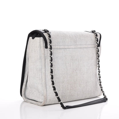 Chanel Woven Straw Raffia Small Deauville Messenger Grey 3 of 8