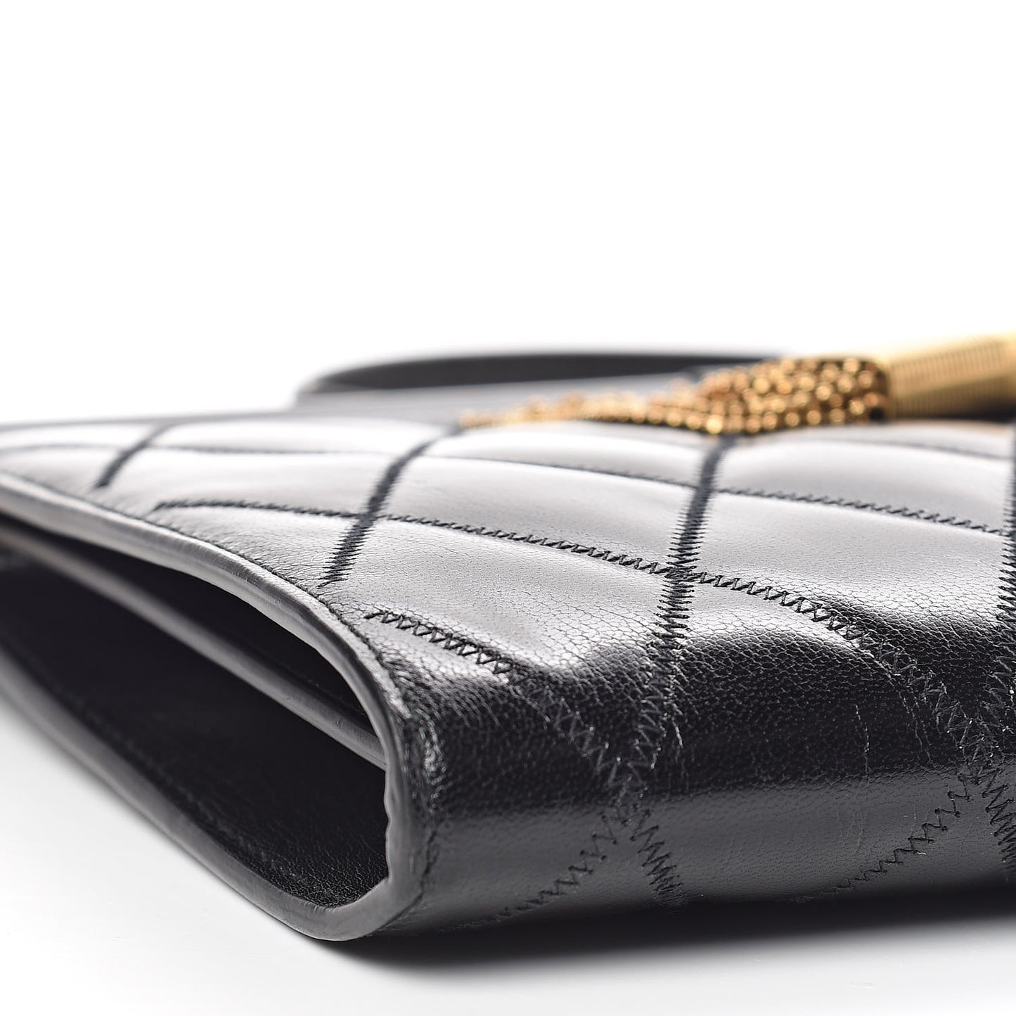 Goatskin Quilted Medium Gem Bag Black