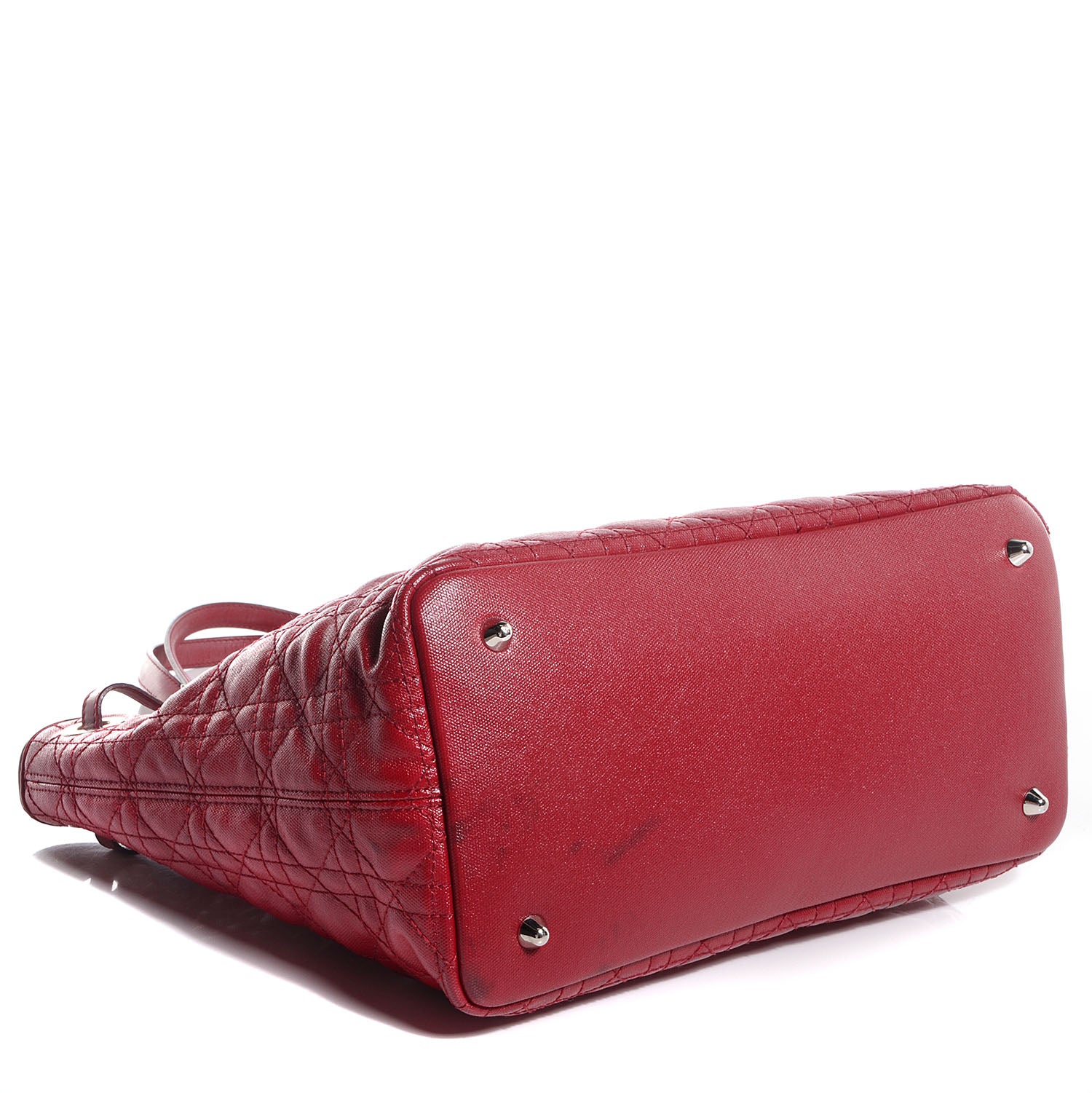 Christian Dior Coated Canvas Cannage Small Panarea Tote Red 4 of 7