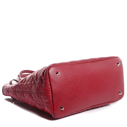 Christian Dior Coated Canvas Cannage Small Panarea Tote Red 4 of 7