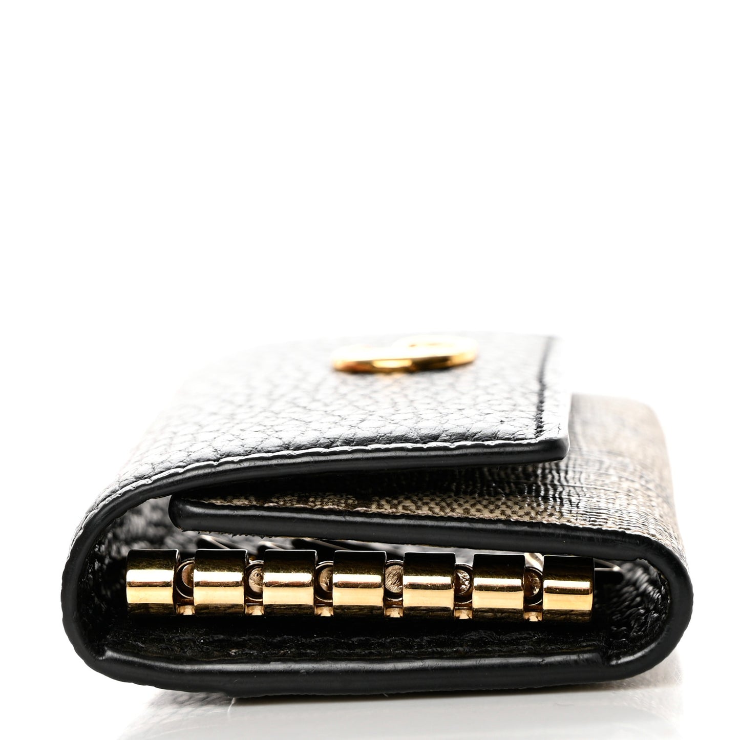 Dollar Calfskin GG Supreme Monogram GG Marmont 6 Key Holder Case Black Beige Ebony
