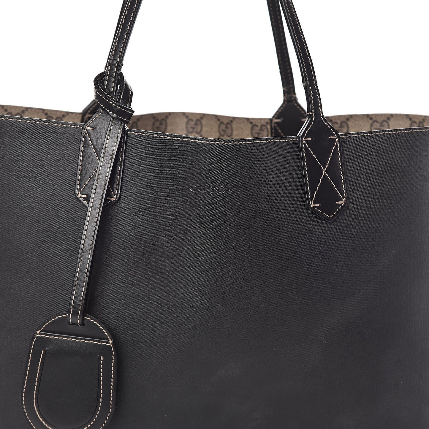 Calfskin GG Supreme Monogram Medium Reversible Tote Black