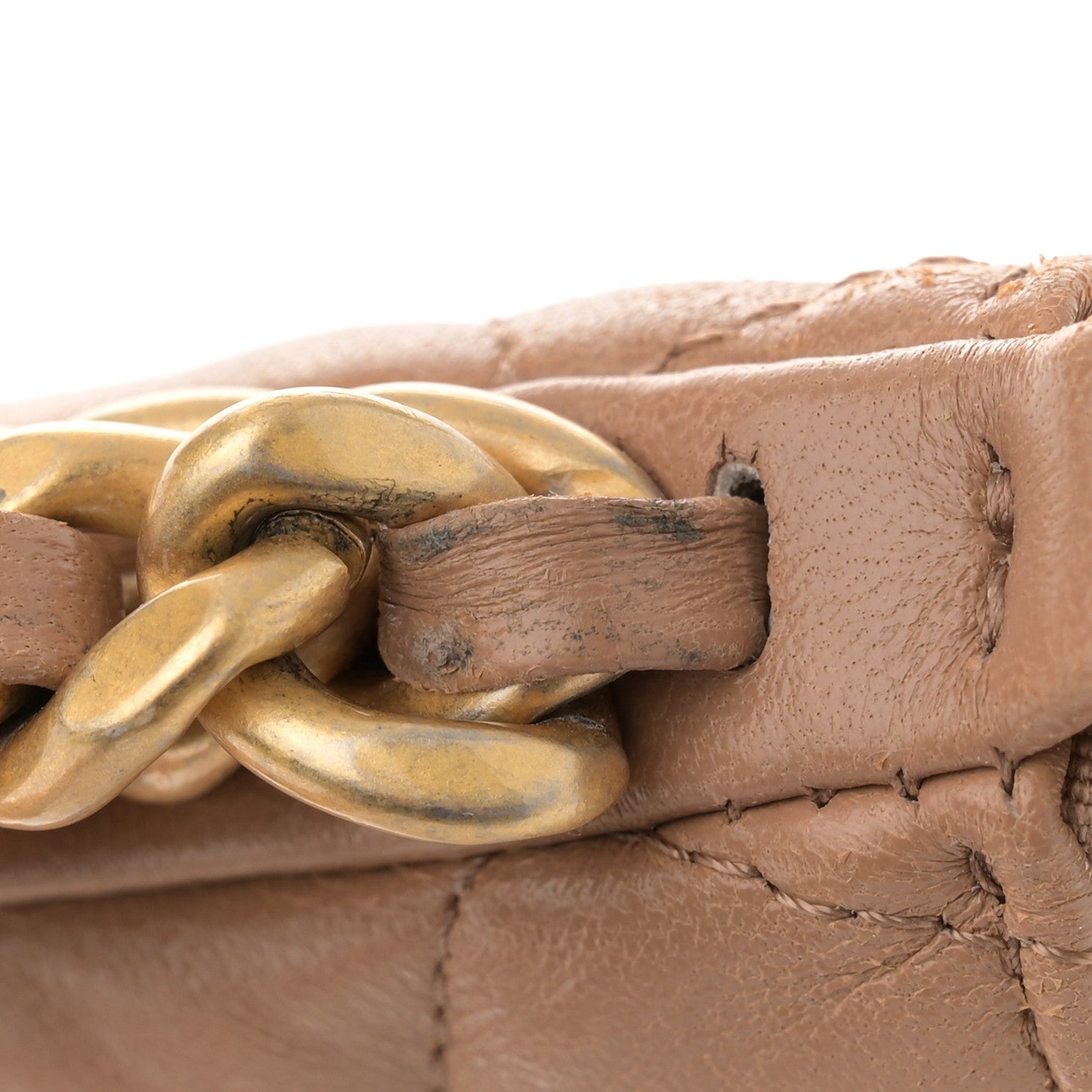 Chanel Shiny Crumpled Lambskin Quilted Large Trendy Chain Around Hobo Dark Beige 11 of 11