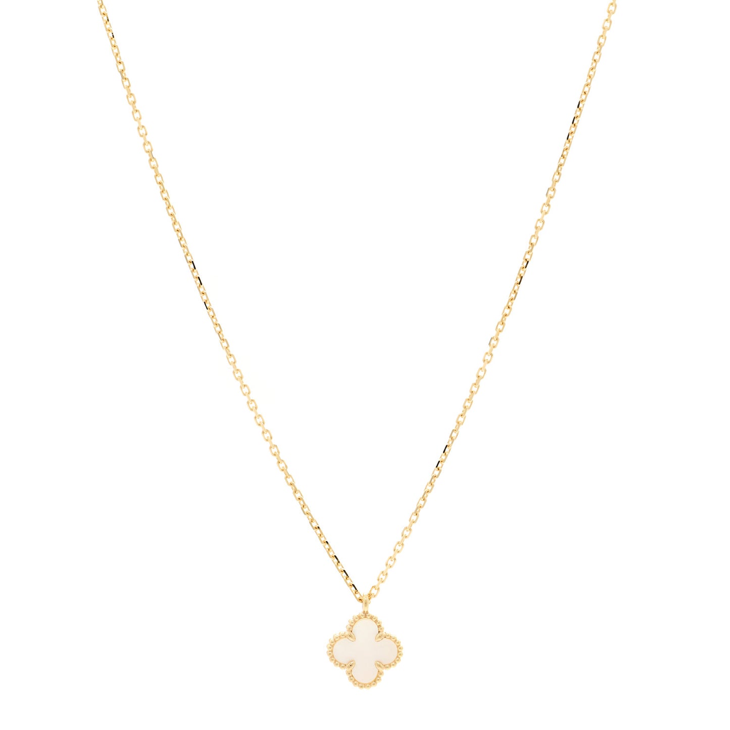 18K Yellow Gold Mother of Pearl Sweet Alhambra Pendant Necklace