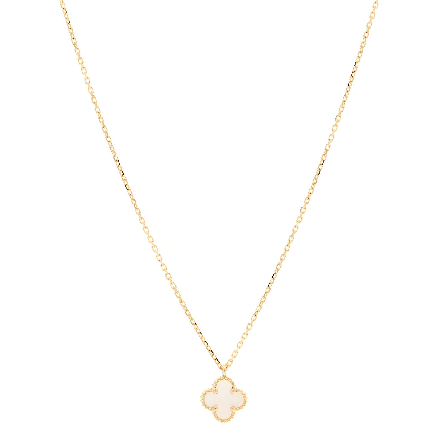 Van Cleef & Arpels 18K Yellow Gold Mother of Pearl Sweet Alhambra Pendant Necklace 1 of 6