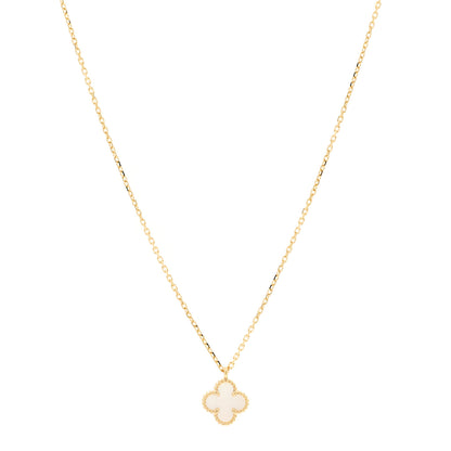 Van Cleef & Arpels 18K Yellow Gold Mother of Pearl Sweet Alhambra Pendant Necklace 1 of 6