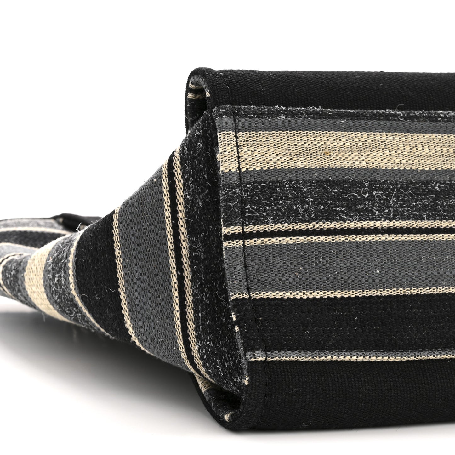Striped Canvas Medium Deauville Tote Grey Black