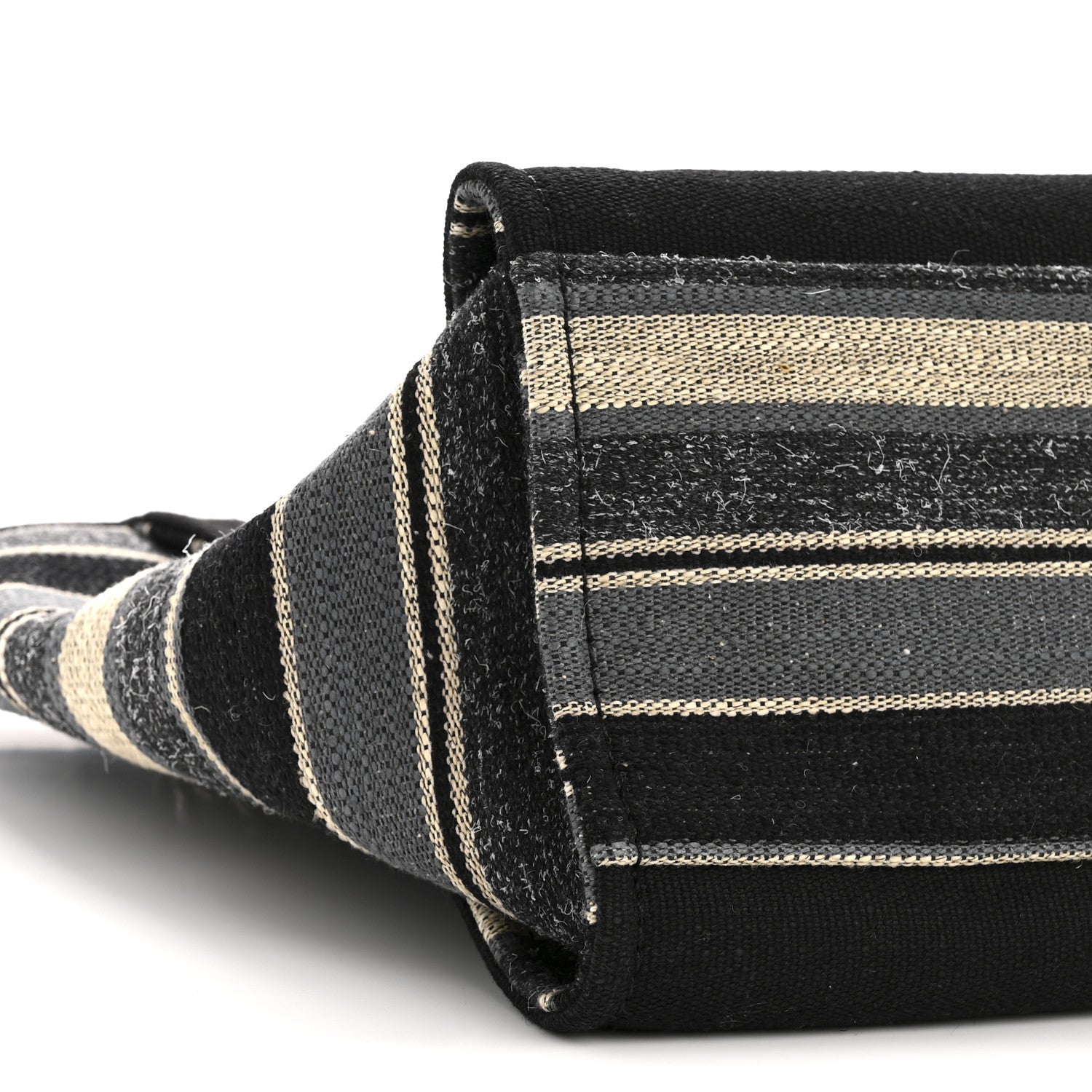 Chanel Striped Canvas Medium Deauville Tote Grey Black 9 of 11