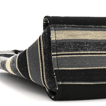 Chanel Striped Canvas Medium Deauville Tote Grey Black 9 of 11