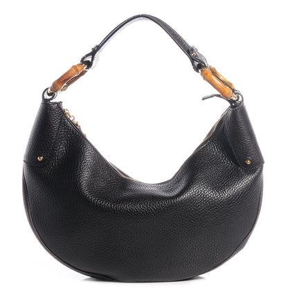Gucci Leather Half Moon Bamboo Ring Hobo Black 1 of 9