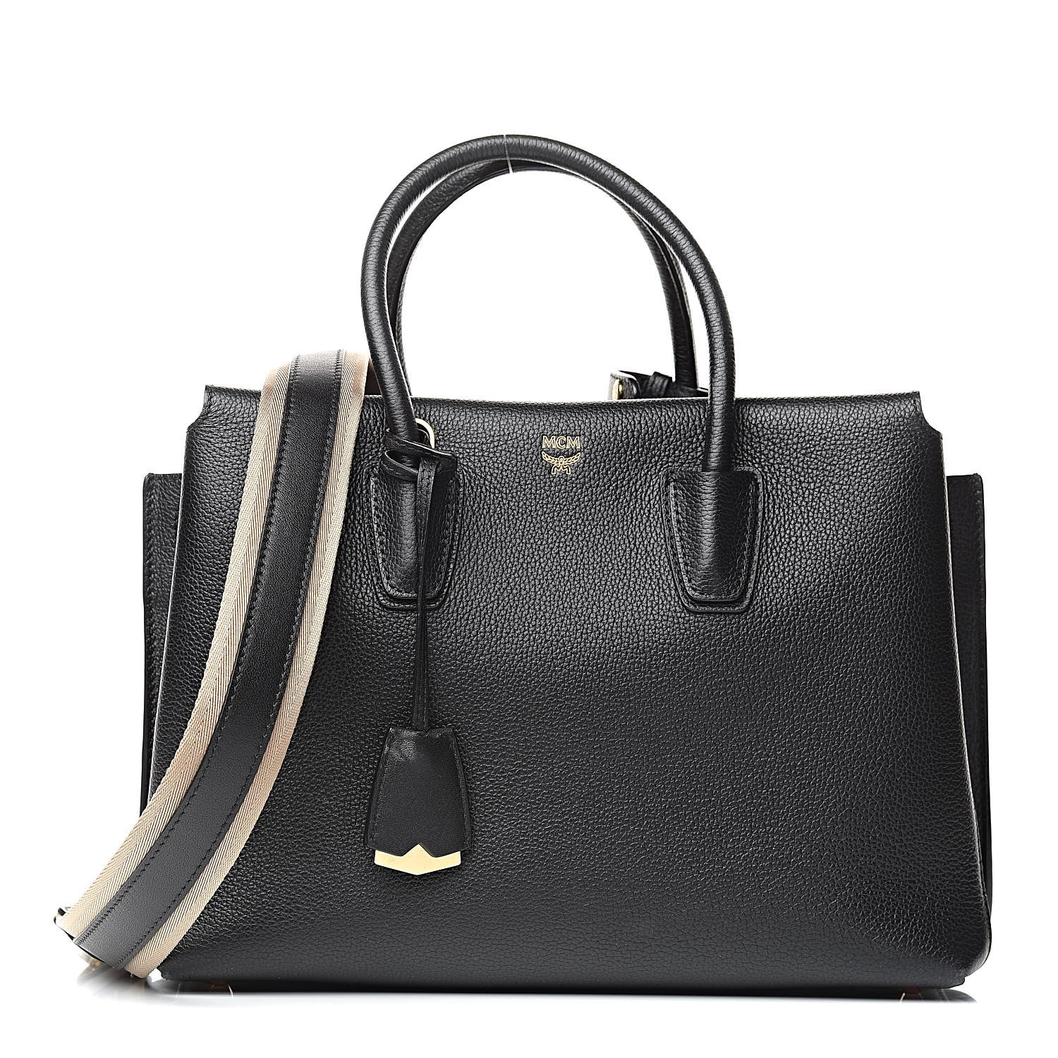 MCM Grained Calfskin Medium Milla Tote Black 1 of 11