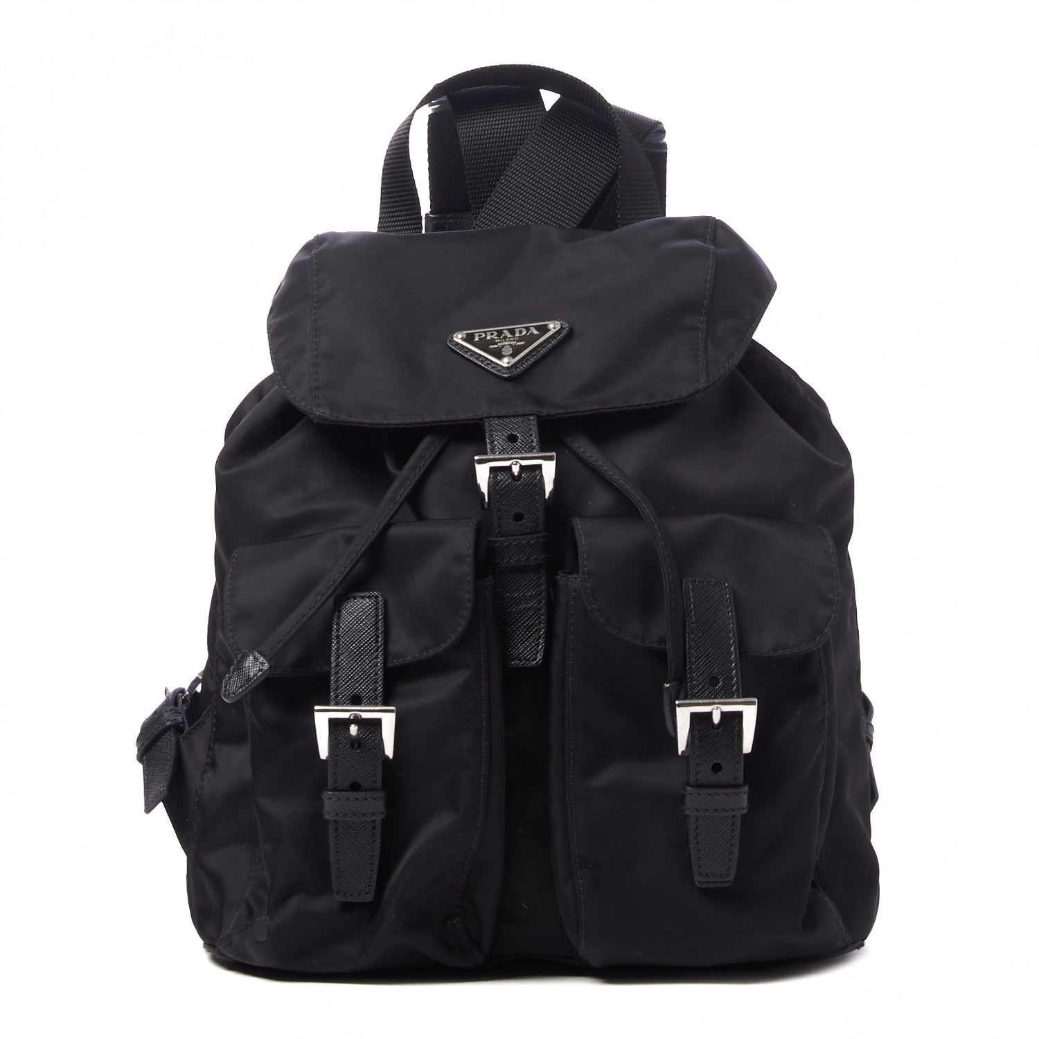 Prada Tessuto Nylon Saffiano Small Backpack Black 1 of 8