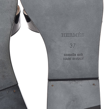 Hermes Patent Oran Sandals 37 Black 8 of 10